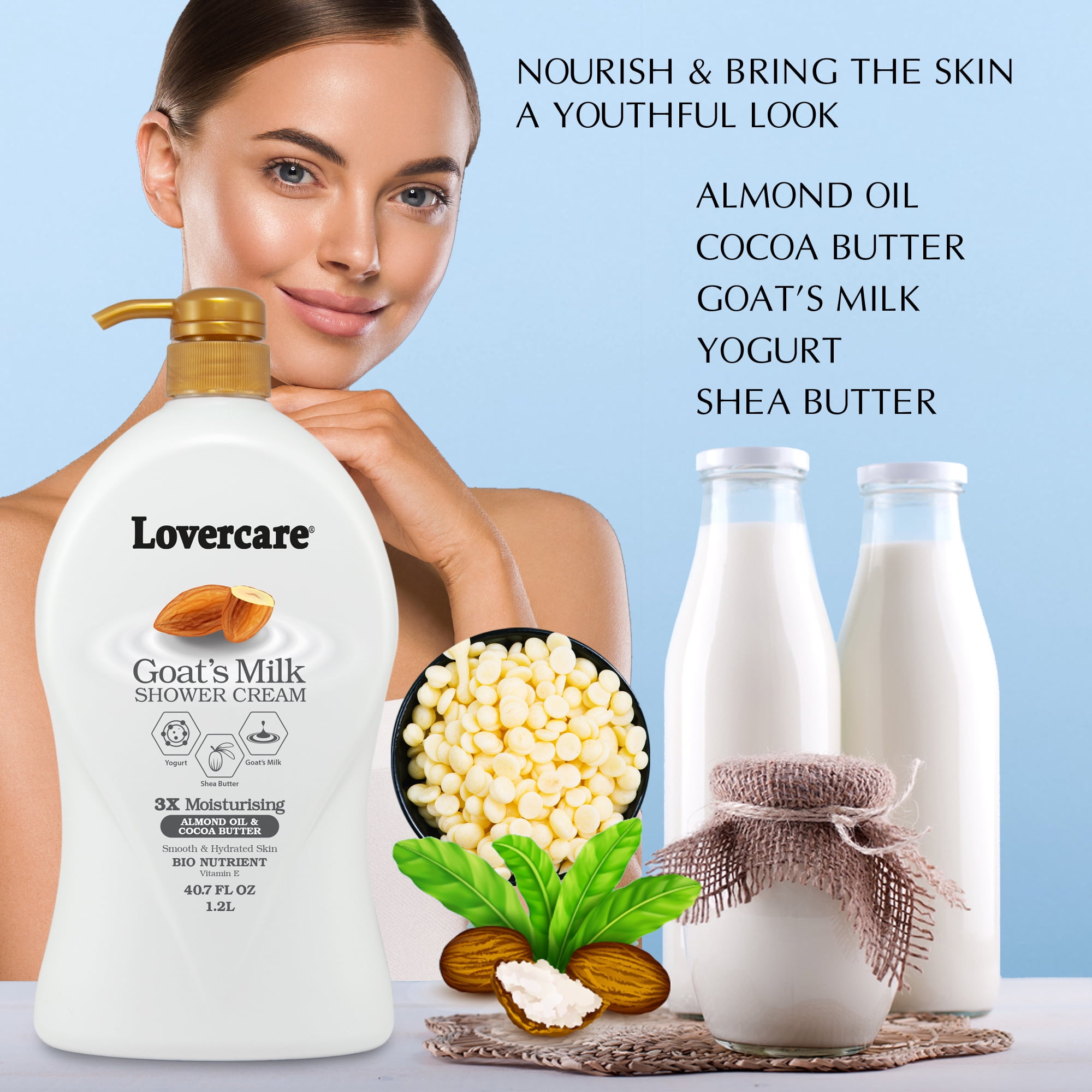 LoverCare Goat's Milk Body Wash 40.07oz (1200ml) - Cocoa Butter