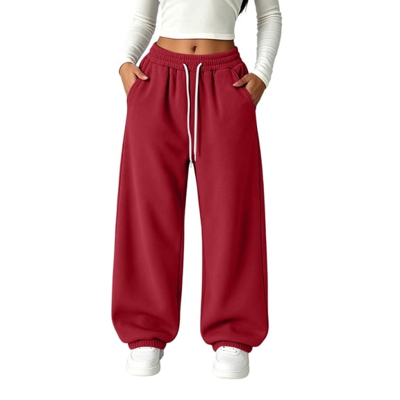 Ohufall 5-15T Girls' Casual Sweatpants Solid Color Elastic Waist Sweatpant Soft Comfortable Fit Pants for Daily Wear