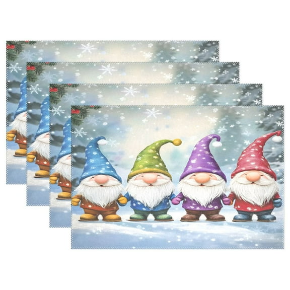 Ryvnso Placemats Set of 4 Cute Gnomes Christmas Dining Mats Heat-Resistant Non-Slip Washable Table Mat