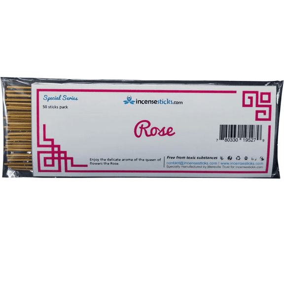 Special Incense , Rose 8" 50 Sticks, Luxurious Rose Aroma