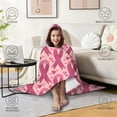 thumbnail image 4 of Wearable Blanket,Pink Breast Cancer and Love Hooded Wearable Sherpa Blanket for Adults & Teens,Winter Poncho Shawl Wrap Cape Thick Warm,60"x80", 4 of 5