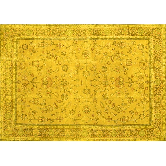 Ahgly Company Indoor Rectangle Persian Yellow Traditional Area Rugs, 5' x 8'