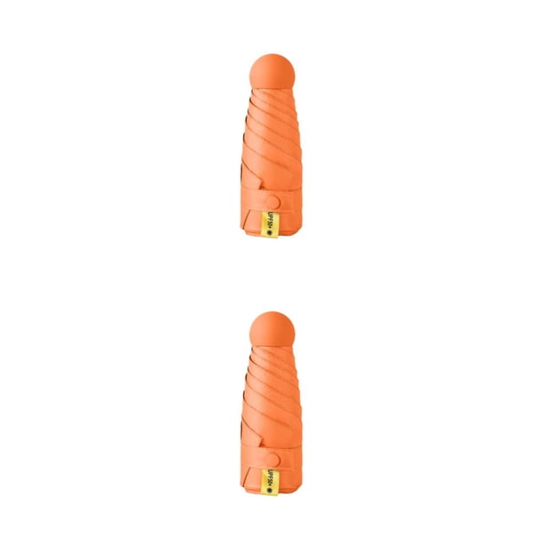 Paraguas lluvioso Wosthever Mini sombrilla Protección solar Suministros para exteriores Diseño plegable Ligero Atractivo Pequeño Naranja 2piezas