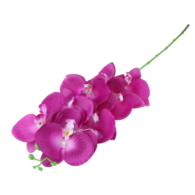 Plantas artificiales de una sola rama, hojas de orquídea rosa artificial para el hogar/jardín Púrpura