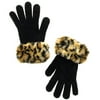 Chenille Gloves with Faux-Fur Trim