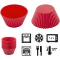 thumbnail image 3 of Casewin 12 Pack Silicone Cupcake Baking Cups Reusable Food-Grade BPA Free Non-Stick Muffin Liners Molds Sets, Round Red&Green, 3 of 7
