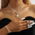 thumbnail image 2 of 3PCS Women's Jewelry Set Waterdrop Rhinestone Pendant Full Crystal Silver Necklace Earrings Wedding Party Bride Jewelry Accessories, 2 of 8