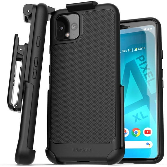 Encased Pixel 4 XL Belt Clip Case (Thin Armor) Slim Grip Cover with Holster for Google Pixel 4 XL - Black