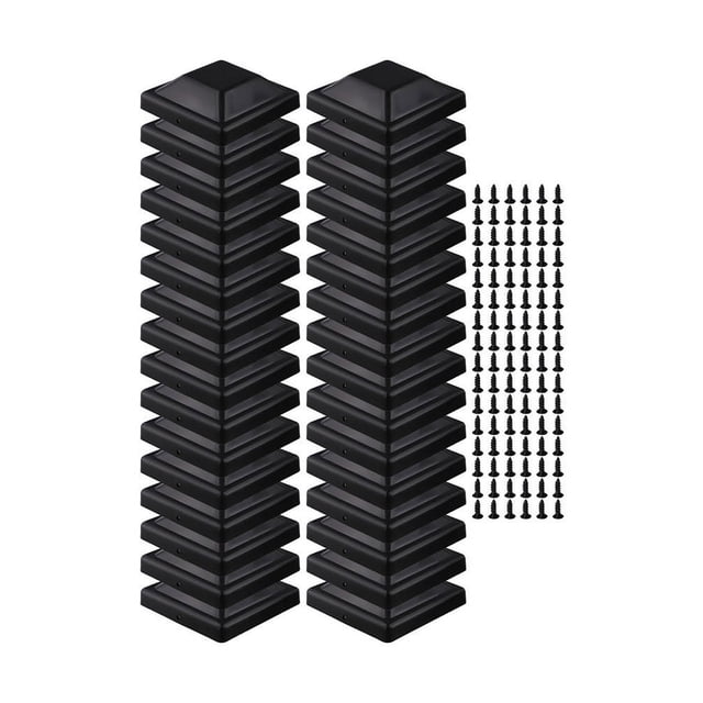 4x4inch Wood Fence Post Cover Plastic Deck with Screw Waterproof Pole Protection 32pcs