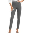 thumbnail image 3 of WCMZJ Womens Dress Pants Work Business Skinny Leg Pants Office High Waisted Slacks Slim Fit Casual Trousers with Pockets Gray L, 3 of 8