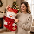 thumbnail image 4 of Large Christmas Stockings, Vintage Plush Snowman Christmas Stocking with Sturdy Hanging Loop, Christmas Decorations for Fireplaces Wall Door Xmas Tree Decor by XSAOP, 4 of 8