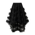 thumbnail image 1 of Gibobby faldas para mujer con cintura elástica de hada de una línea para mujer, faldas de cintura alta, vestido de malla, falda de irregular de color sólido(Negro, Talla única), 1 of 3