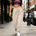 thumbnail image 6 of Gytharion Women's Multi Pockets Cuffed Sweatpants Solid Color Drawstring Elastic Waist Cargo Joggers Casual Fashion Track Pants with Pockets, 6 of 8