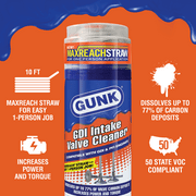GUNK GDI Intake Valve & Carbon Deposit Cleaner with 10 ft MaxReach Straw, 11 oz — One-Person Application, PEA Formula for Turbo, GDI & PFI Engines, Cars, SUVs & Trucks