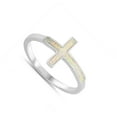 thumbnail image 4 of CHOOSE YOUR COLOR White Simulated Opal Cross Knuckle Stackable Ring .925 Sterling Silver Band CZ Female Size 10, 4 of 4
