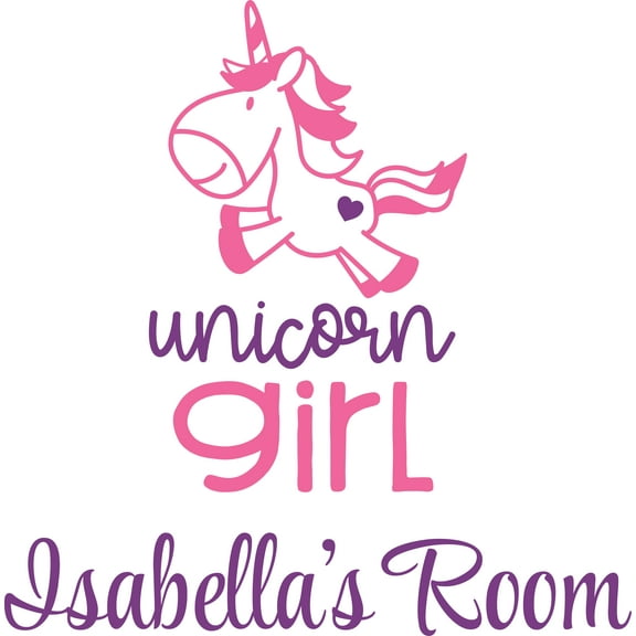 Unicorn Girl Cute Unicorns Sparkle Customized Wall Decal - Custom Vinyl Wall Art - Personalized Name - Baby Girls Boys Kids Bedroom Wall Decal Room Decor Wall Stickers Decoration Size (20x20 inch)