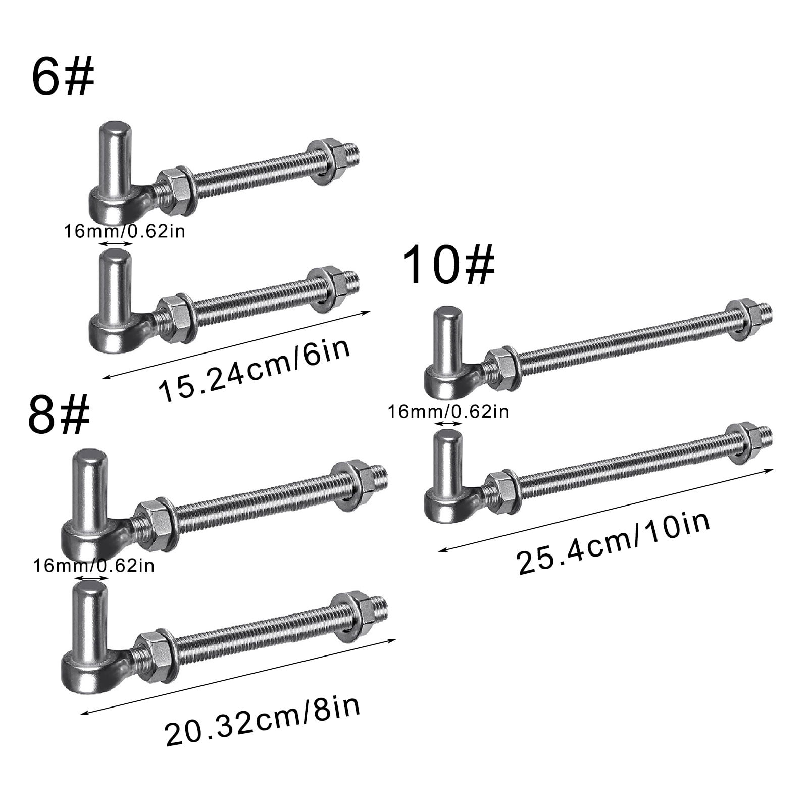 Pair J Bolts Gate Hinges Steel J Bolts Post Hinges Corrosions Resistant Hinges Upgrades for Metal Farm gate & Heavy door