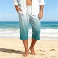 thumbnail image 3 of Mens Swim Trunks Men's Gradient Print Casual Drawstring Cropped Capri Pants Summer Swim Trunks Beach Shorts with Elastic Waist Resort Style for Vacation Spring Travel White 3XL, 3 of 9