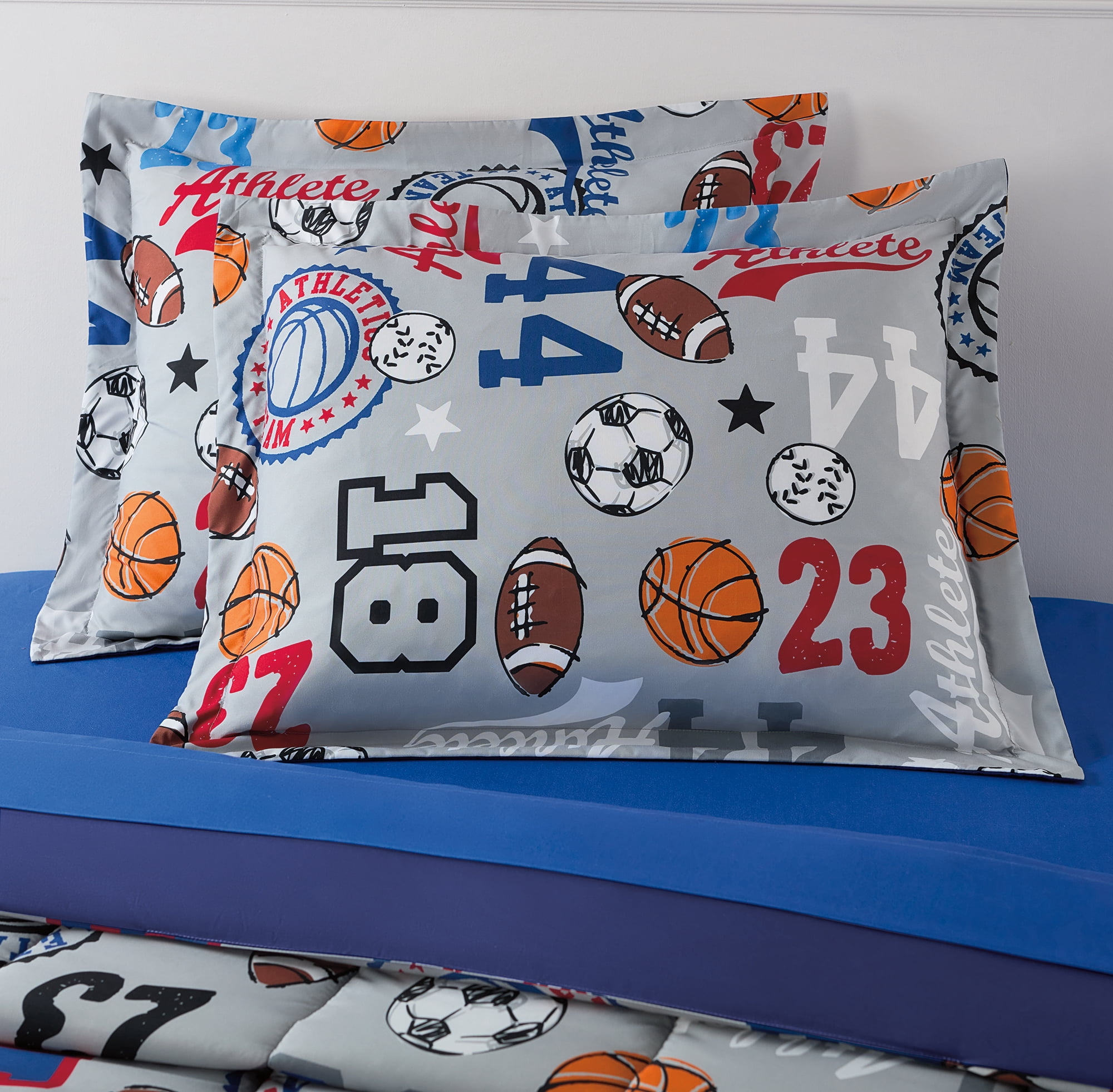 Your Zone 7 Piece Blue Sports Polyester Bedding Set for Boys, Full