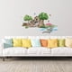 thumbnail image 4 of Pegatinas de pared de árbol y casa, grandes calcomanías de pared de árbol verde, acuarela, mariposa, árbol, flores, vinilo, calcomanías de pared de paisaje natural, decoración de casa con río, 4 of 8