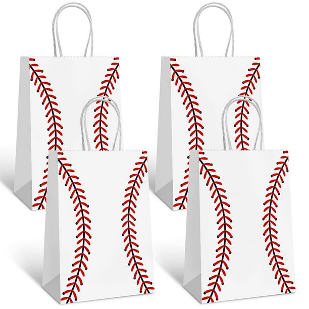 Bolsas de regalo para fiestas de béisbol, 16 unidades, color rojo, 15 x 8 x 21 cm, polipropileno