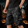 thumbnail image 2 of GrmtClth Mens Halloween print shorts 2026 Spooky Pumpkin Casual Short Pants Quick Dry Adjustable Drawstring Utility Short Trousers Outdoor Fun Party Clothing Black M, 2 of 5