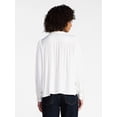 thumbnail image 4 of Time and Tru Women's Soft Ruched Yoke Blouse with Long Sleeves, Sizes XS-XXXL, 4 of 6