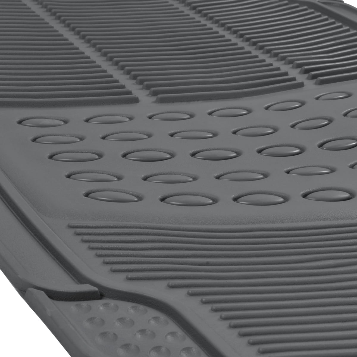 BDK Front Car Rubber Floor Mats, 2-Piece, Black Beige Gray, Heavy Duty