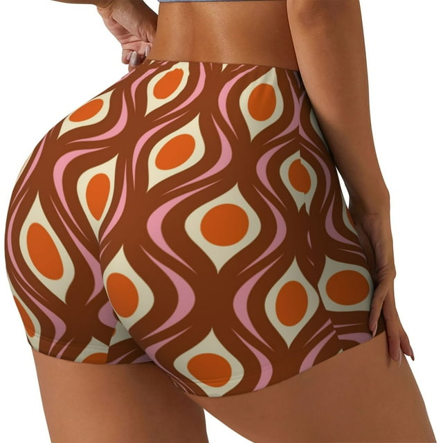 Fotbe 70's Retro Shorts Sin Costuras – Shorts Deportivos de Cintura Alta para Mujer, Elásticos para Gimnasio, Yoga, Running o Ciclismo-Medium