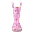 thumbnail image 3 of Kushyshoo Girls Light Up Rain Boots Colorful Pink Unicorn Rain Boots for Big Kids with Handles 1M, 3 of 5