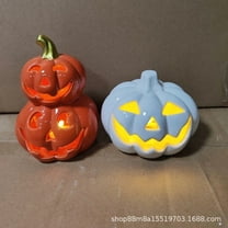 kttectoa Halloween Pumpkin Lantern Ceramic Luminous Desktop Decoration And Setting Scene Ornaments Outdoor Halloween Decorations