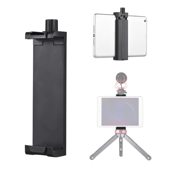 Mini Smartphone Tablet Tripod Mount Phone Holder Clamp 13cm-24.5cm/5.11in-9.64in Adjuatable Width with Cold Shoe Mount 1/4in Threaded Holes Compatible with Tablet Smartphone