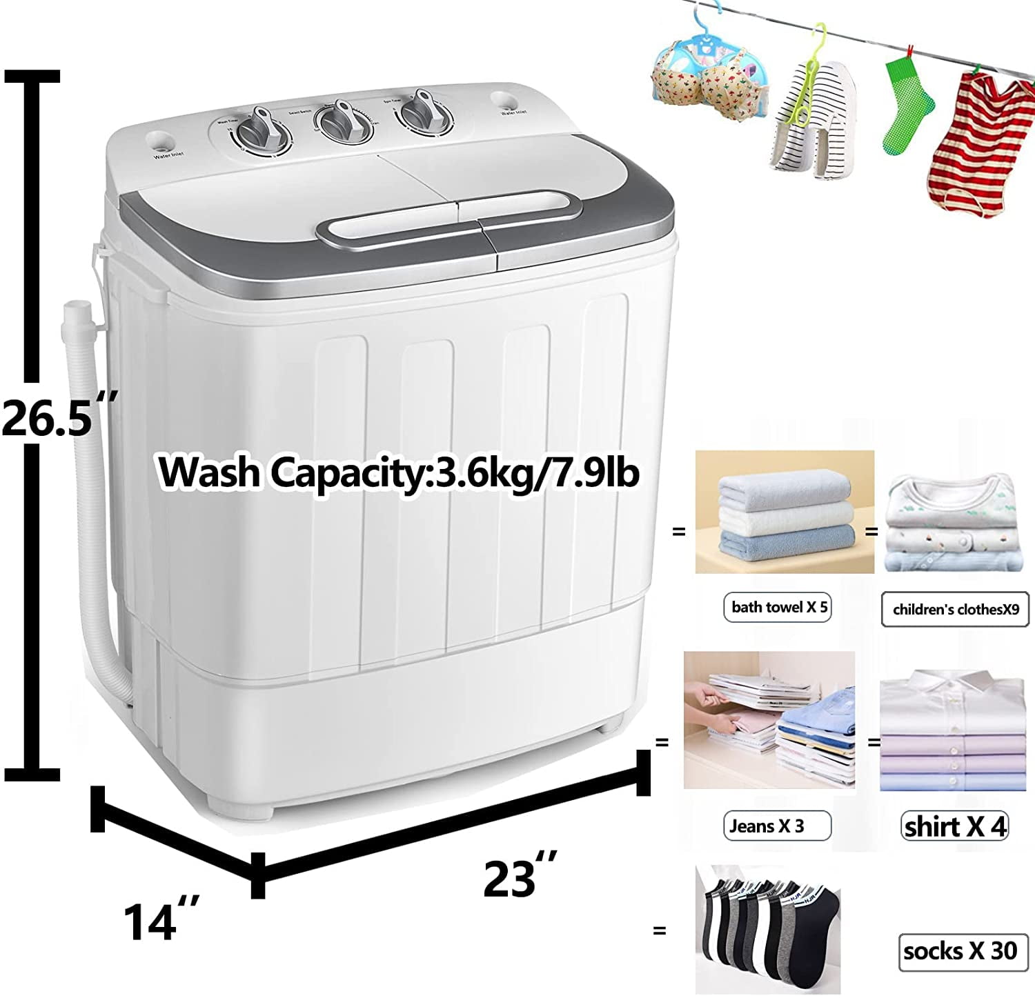 Kg Mini Twin Tub Automatic Washing Portable Washing Machine