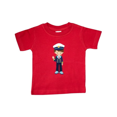 

Inktastic Cute Boy Boat Captain Skipper Brown Hair Gift Baby Boy T-Shirt
