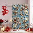 thumbnail image 6 of Summer Beach Shower Curtains for Bathroom, Coastal Starfish Conch Shells Flower Blue Wood Washable Fabric Shower Curtain with Hooks Waterproof Bathroom Decor Sets, 72 x 78 Inches, 6 of 9