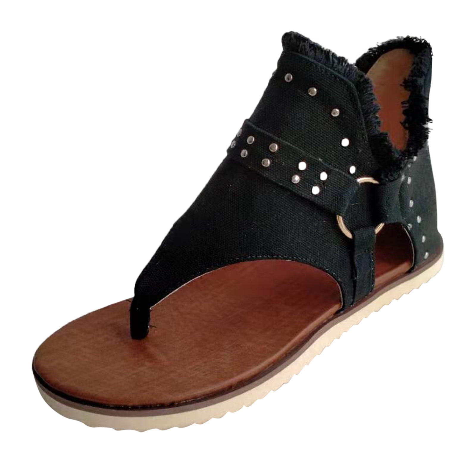 Posh Gladiator Sandals For Women Comfort Suede Flat Flip Flops Sandals Casual Beach Zipper Boots Sandals 