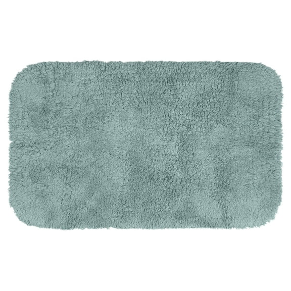Unique Bargains Cotton Mat Rug Plush Water Absorbent Luxury Rectangular Machine Washable Blue 16" x 24"