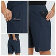 thumbnail image 3 of BALEAF Women's Long Shorts 9" Quick Dry Hiking Bermuda Cargo for curvy Lightweight knee Length Shorts Pockets Navy Blue L, 3 of 7