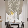 thumbnail image 3 of Japanese Tie Up Curtains for Windows, Adjustable Balloon Window Shades, Grey Simple Traditional Flowers Leaves Pattern Kitchen Window Treatments Farmhouse Short Curtains with Rod Pocket 42"x45", 3 of 8