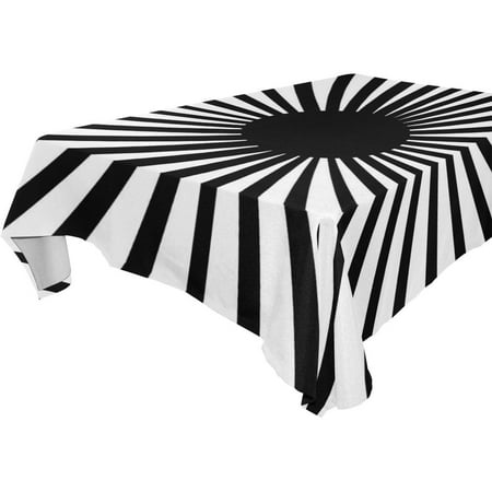 

POPCreation Burst Pattern Inverse Black White Tablecloth 60x120 inches