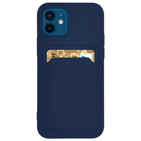 Silicone Card Holder Protection Case For iPhone 14 Plus in Navy