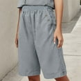thumbnail image 4 of Womens Bermuda Shorts Elastic Waist Pockets Loose Fit Wide Leg Breathable Knee Length Bermuda Long Shorts for Women, 4 of 5