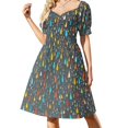 thumbnail image 1 of Vestido de verano de manga corta con estampado de gotas de lluvia de colores abstractos y falda informal para mujer, 1 of 7