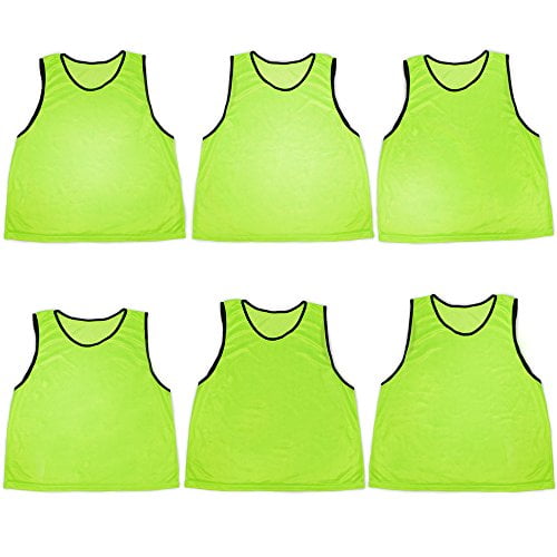 Green Crown Sporting Goods Scrimmage Pinnies with Mesh Storage Bag 6 Pack 