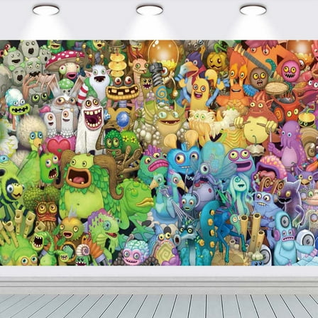 My Singing Monsters school Poster Backdrop Banner Party Supplies Birthday Decorations Background for Photography Taspestry