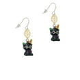 thumbnail image 2 of Delight Jewelry Resin Black Kitty Cat with Witch Hat Goldtone Leaf French Earrings, 2 of 4