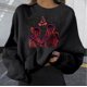 thumbnail image 2 of Mujeres moda casual estampado cuello redondo suelta manga larga blusa corta sudaderas sin capucha Fridja fjkfkj2909, 2 of 8