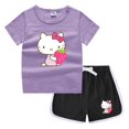 thumbnail image 3 of Hello Kitty-Camiseta de cuello redondo para niños, pantalones calientes informales, camisa de fondo para niños y niñas, traje de camiseta de color caramelo absorbente para el sudor, 3 of 5