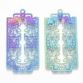 thumbnail image 2 of Ion Plating(IP) 201 Stainless Steel Filigree Pendants Etched Metal Embellishments Rectangle with Sugar Rainbow Color 45x22x0.4mm Hole: 1.8mm, 2 of 2
