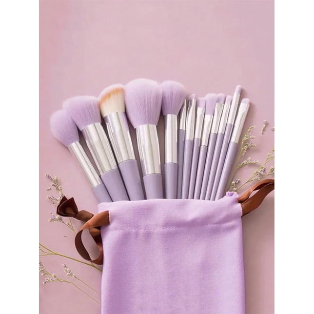 Set 13 Brochas Maquillaje Portátiles, Cerdas Suaves, Bolsa Terciopelo, Profesional, Regalo Ideal